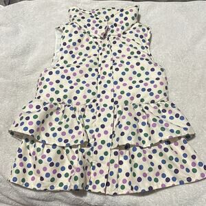 Toughskins 6x cream polka dot puffer vest ruffled hemline euc